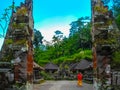 Ubud, Indonesia - April 17, 2012: Gunung Kawi Temple and Candi in jungle at Bali