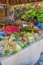 UBUD, INDONESIA - AUGUST 29, 2008: Woman preparing traditional s