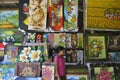 UBUD, INDONESIA, May 2016, Woman at paintings shop in Ubud market The Ubud Art Market, locally referred to as `Pasar Seni Ubud`