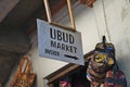 Ubud market sign, some bags and part of the entrance door