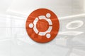 Ubuntu on glossy office wall realistic texture