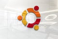 Ubuntu icon on glossy office wall realistic texture