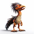 Lively 3d Cartoon Bird With Long Eye In Goblincore Style