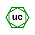 UC company monogram with green diamond. UC icon Royalty Free Stock Photo
