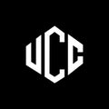 UCC letter logo design with polygon shape. UCC polygon and cube shape logo design. UCC hexagon vector logo template white and Royalty Free Stock Photo