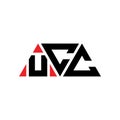 UCC triangle letter logo design with triangle shape. UCC triangle logo design monogram. UCC triangle vector logo template with red Royalty Free Stock Photo