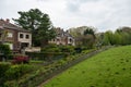 Uccle, Brussels Capital Region, Belgium - Backyards of residences and a green hill at the Fond Roy park