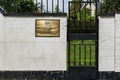 Uccle, Brussels Capital Region - Belgium - Facade and entrance gate of the embassy of Malaysia