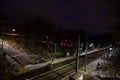 Uccle, Brussels Capital Region, Belgium - The Saint Job railway station by night