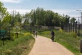 Uccle - Forest, Brussels Capital Region - Belgium - People driving the bicycle on the Brussels Green walk