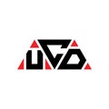 UCD triangle letter logo design with triangle shape. UCD triangle logo design monogram. UCD triangle vector logo template with red Royalty Free Stock Photo