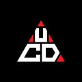 UCD triangle letter logo design with triangle shape. UCD triangle logo design monogram. UCD triangle vector logo template with red Royalty Free Stock Photo