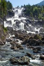 Uchar waterfall is the largest waterfall in the Altai mountains. Royalty Free Stock Photo