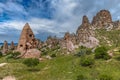 Uchisar Castle in Cappadocia, carved out of rock formations Royalty Free Stock Photo