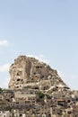 Uchisar castle in Cappadocia, Nevsehir Royalty Free Stock Photo