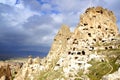 Uchisar castle in Cappadocia, Turkey Royalty Free Stock Photo