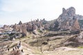 Uchisar castle, the highest peak in the region and the most prominent land formation in Goreme, Cappadocia,Turkey