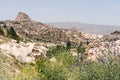 Uchisar castle, highest point of Cappadocia in summer season, central Anatolia Royalty Free Stock Photo