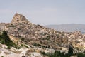 Uchisar castle, highest point of Cappadocia in summer season, central Anatolia Royalty Free Stock Photo