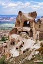 Uchisar castle in rock formation Royalty Free Stock Photo