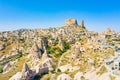 Uchisar castle in rock formation. Cappadocia. Nevsehir Province. Turkey Royalty Free Stock Photo