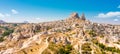 Uchisar castle in rock formation. Cappadocia. Nevsehir Province. Turkey Royalty Free Stock Photo