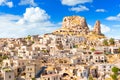 Uchisar castle in rock formation. Cappadocia. Nevsehir Province. Turkey Royalty Free Stock Photo