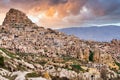 Uchisar Castle and town, Cappadocia, Central Anatolia, Turkey Royalty Free Stock Photo