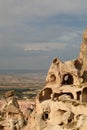 Uchisar castle tuff stones. Cappadocia. Turkey Royalty Free Stock Photo