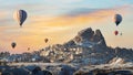 Uchisar Castle in winter, Cappadocia Royalty Free Stock Photo