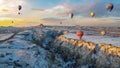 Uchisar Castle in winter, Cappadocia Royalty Free Stock Photo