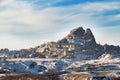 Uchisar Castle in winter Royalty Free Stock Photo