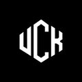 UCK letter logo design with polygon shape. UCK polygon and cube shape logo design. UCK hexagon vector logo template white and Royalty Free Stock Photo