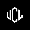UCL letter logo design with polygon shape. UCL polygon and cube shape logo design. UCL hexagon vector logo template white and Royalty Free Stock Photo