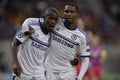 UCL: Ramires and Eto'o of Chelsea celebrating Royalty Free Stock Photo