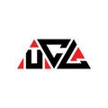 UCL triangle letter logo design with triangle shape. UCL triangle logo design monogram. UCL triangle vector logo template with red Royalty Free Stock Photo