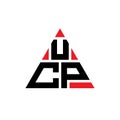 UCP triangle letter logo design with triangle shape. UCP triangle logo design monogram. UCP triangle vector logo template with red Royalty Free Stock Photo