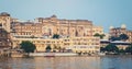 Udaipur City Palace view from lake Pichola. Jag Niwas - Rajput architecture of Rajasthan. Udaipur, India