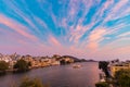 Udaipur cityscape with colorful sky at sunset. Royalty Free Stock Photo