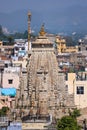 Exterior architecture of historic Jagadish temple in Udaipur built in 1651, shows intricate sculpture Royalty Free Stock Photo