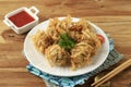 Udang Rambutan, Crispy Dimsum Chinese Dumpling with Shrimp Coating with Noodle Royalty Free Stock Photo