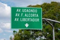 Udaondo avenue, Alcorta avenue and Libertador avenue sign Royalty Free Stock Photo