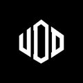 UDD letter logo design with polygon shape. UDD polygon and cube shape logo design. UDD hexagon vector logo template white and Royalty Free Stock Photo