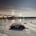 Uddevalla bridge at night during winter