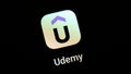 The Udemy app icon on a mobile device smartphone tablet screen display, online learning and education applications, courses,