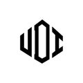 UDI letter logo design with polygon shape. UDI polygon and cube shape logo design. UDI hexagon vector logo template white and Royalty Free Stock Photo