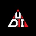 UDI triangle letter logo design with triangle shape. UDI triangle logo design monogram. UDI triangle vector logo template with red
