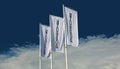 Porsche flags waving outside the local dealer of the german luxury automaker