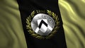 Udinese Calcio professional Italian football club rippling flag. Motion. Football club abstract logotype. For editorial