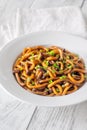 Udon noodles with mushrooms Royalty Free Stock Photo